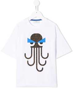 Fendi Kids футболка с принтом в виде осьминога