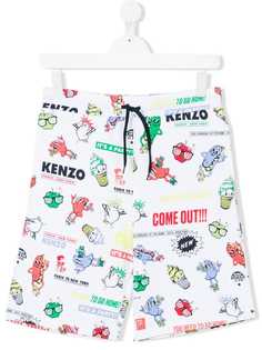 Kenzo Kids шорты на шнурке с миксом принтов