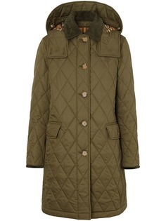 Burberry стеганое пальто со съемным капюшоном