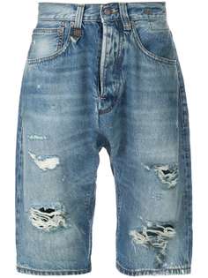 R13 джинсовые шорты с эффектом потертости