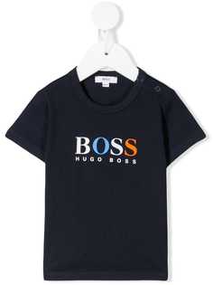 Boss Kids однотонная футболка с логотипом
