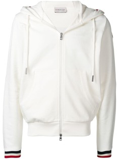 Moncler stripe detail zip-up hoodie