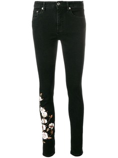 Off-White джинсы облегающего кроя с цветочной вышивкой