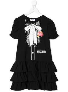 Moschino Kids платье с оборками и принтом