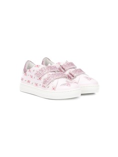 Monnalisa glitter touch-strap sneakers