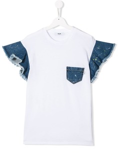 Msgm Kids рубашка с джинсовой отделкой