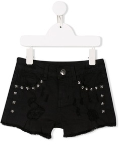 John Richmond Junior шорты с бахромой и заклепками