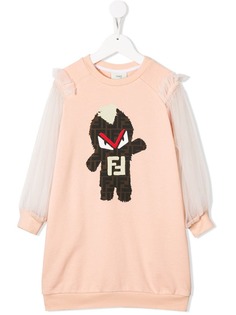 Fendi Kids платье с полупрозрачными рукавами