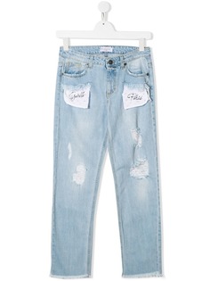 Gaelle Paris Kids джинсы с эффектом потертости