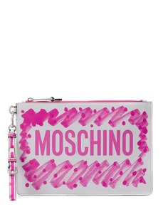Moschino brushstroke logo clutch
