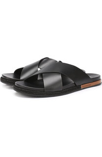 Кожаные шлепанцы с широкими ремешками Ermenegildo Zegna