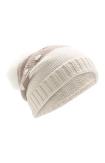 Кашемировая шапка с помпоном из меха лисы Loro Piana