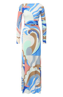 Платье-макси с поясом Emilio Pucci