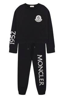 Комплект из хлопкового кардигана и брюк Moncler Enfant