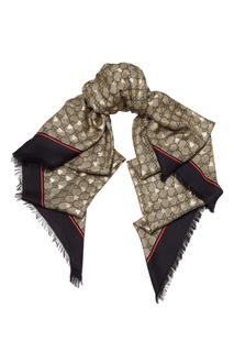 Платок с двойным узором из пчел и монограмм GG Gucci