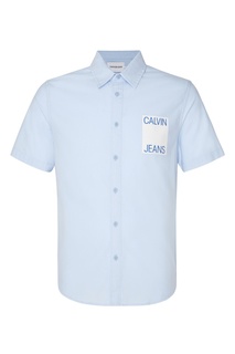 Голубая рубашка с логотипом Calvin Klein