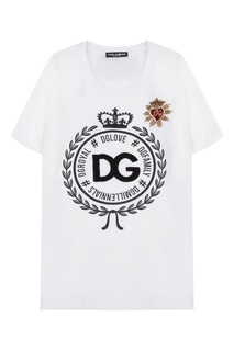 Футболка с принтом, пайетками и вышивкой Dolce & Gabbana