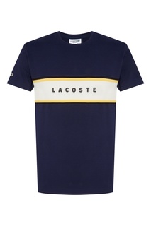 Синяя футболка с контрастной полосой Lacoste