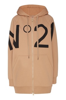 Бежевая толстовка оверсайз с логотипом No21