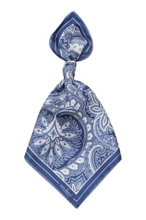 Синий шелковый платок с принтом VAN Laack