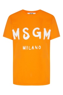 Оранжевая футболка с логотипом Msgm