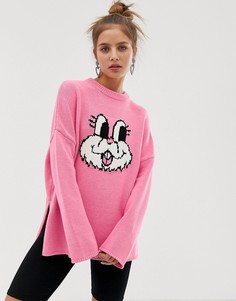 Oversize-джемпер с отворачивающимся воротом Lazy Oaf - Розовый