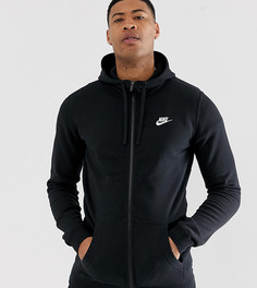 Черный худи на молнии Nike TALL Club 804389-010 - Черный