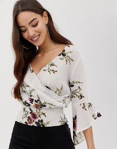 Блузка с цветочным принтом AX Paris - Кремовый