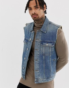 Выбеленная джинсовая куртка без рукавов ASOS DESIGN - Синий
