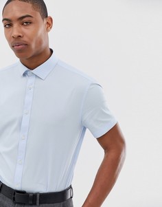 Синяя строгая приталенная рубашка с короткими рукавами Celio - Синий