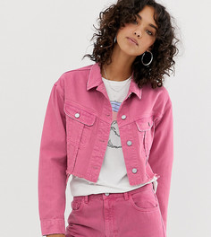 Выбеленная розовая укороченная джинсовая куртка с необработанным краем Reclaimed Vintage inspired - Розовый