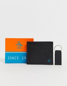 Подарочный набор с кожаным бумажником и брелоком Original Penguin - Черный