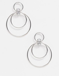 Серебристые серьги-кольца с подвесками MissGuided - Серебряный