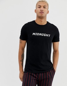 Черная футболка с надписью midnight на груди Bershka Join Life - Черный