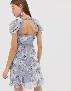 Платье мини с цветочным принтом и кружевной отделкой Forever New - Мульти