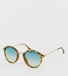 Солнцезащитные очки в черепаховой оправе с синими стеклами South Beach - Коричневый