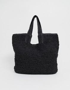 Черная соломенная сумка-шоппер Pull&Bear - Черный