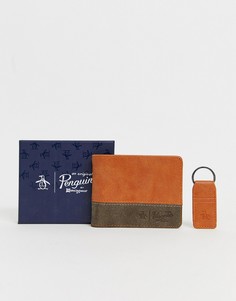 Подарочный набор с бумажником и брелоком Original Penguin - Коричневый
