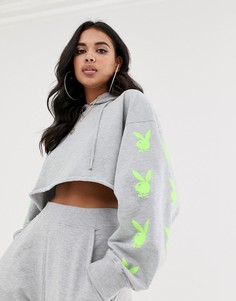 Серый укороченный худи Missguided Playboy - Серый