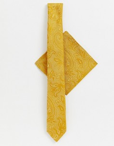 Галстук горчичного цвета с узором пейсли Burton Menswear - Желтый