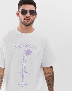 Белая oversize-футболка с принтом Guilty society boohooMAN - Белый