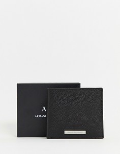 Черный кошелек для монет из зернистой кожи Armani Exchange - Черный