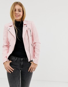 Байкерская куртка из искусственной кожи Only Steady - Розовый