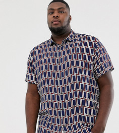 Темно-синяя рубашка с принтом River Island Big & Tall - Темно-синий