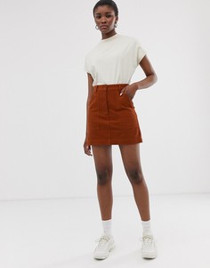 Темно-оранжевая джинсовая мини-юбка Weekday - Коричневый