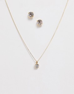 Комплект с серьгами-гвоздиками и ожерельем с кристаллами Swarovski Krystal London - Очистить