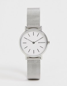 Серебристые часы с узким сетчатым браслетом Skagen SKW2692 Signatur - Серебряный
