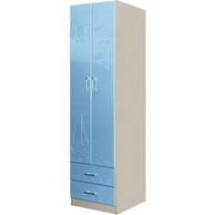 Шкаф для одежды Олимп Лего - 3 дуб линдберг/ПВХ голубой металлик