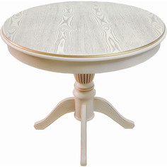 Стол обеденный Мебелик Моро 03 раздвижной слоновая кость/патина 90/120x90