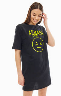 Короткое платье-футболка с ярким принтом Armani Exchange